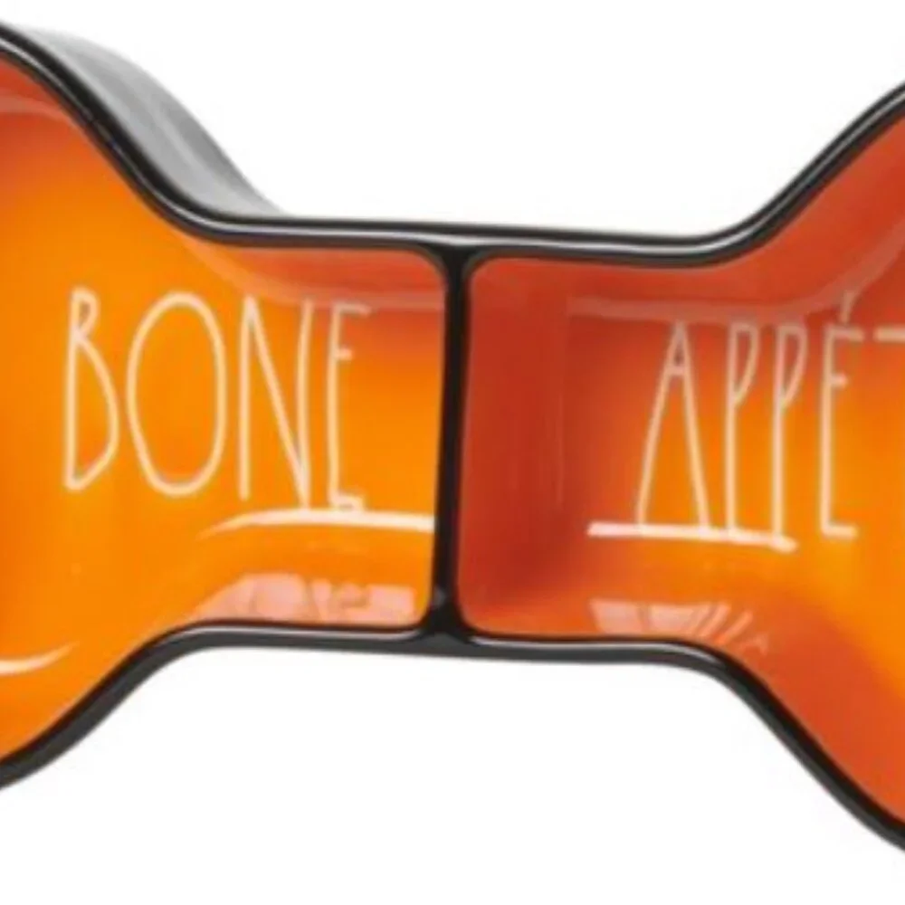 NEW Rae Dunn Orange Dog Bone Bowl Bone Appetit Brand New in original box